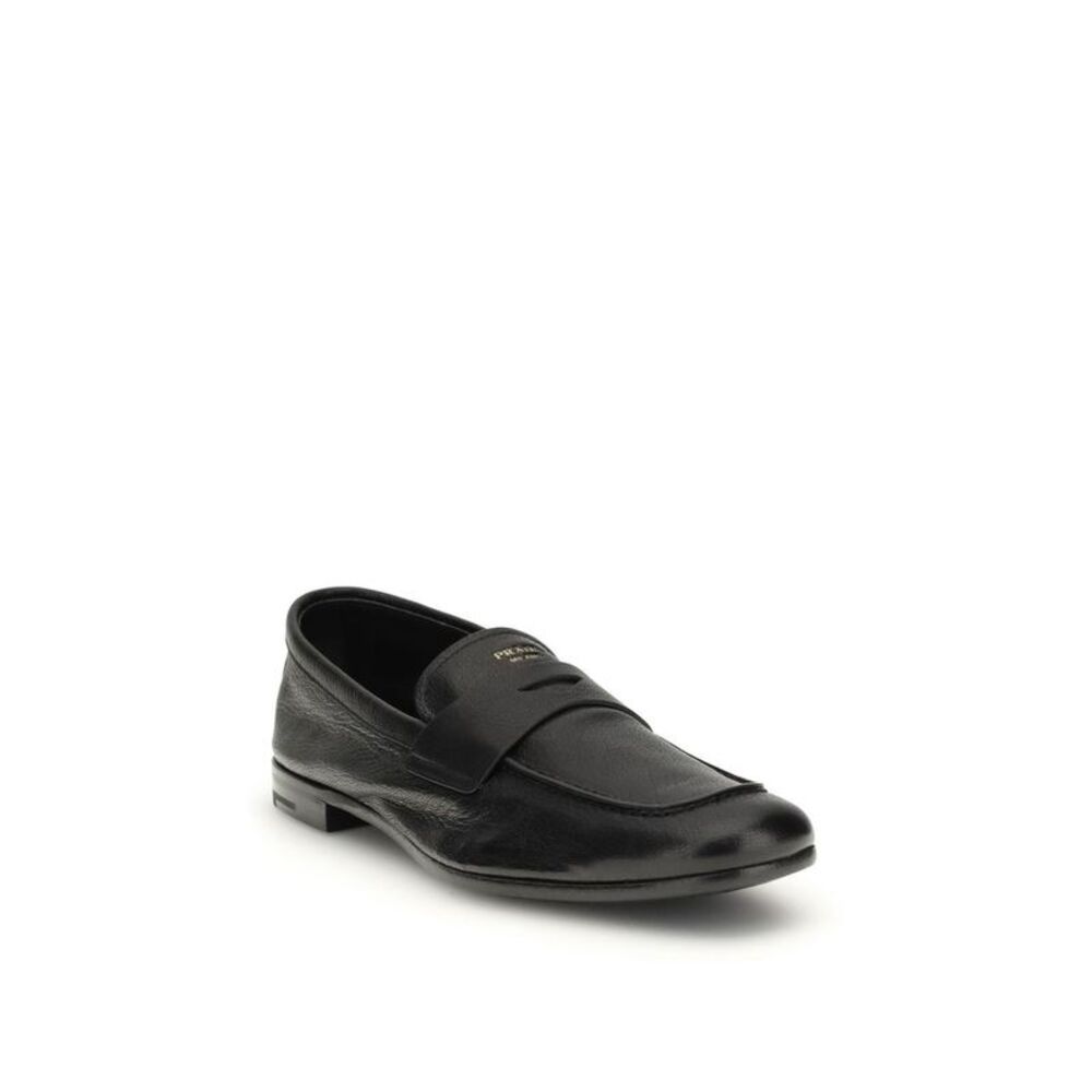 Prada Black Goatskin Slip-On Men's Loafers - Picture 2 of 4
